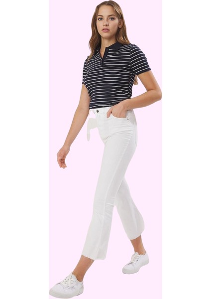 Kadın Yazlık Denim Jean Ispanyol Paça Yüksek Bel Flare Kalıp Günlük Kullanım Modern Tasarım