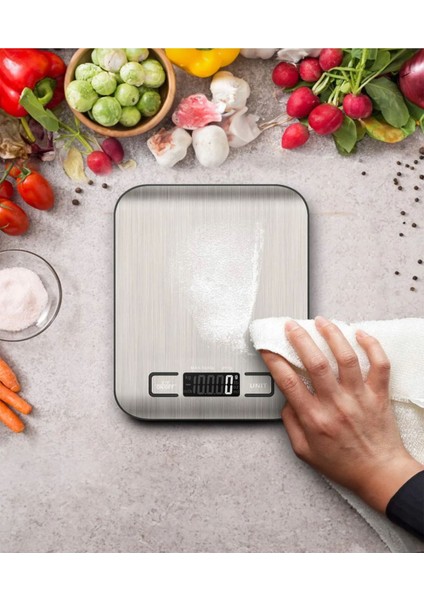 Dijital Mutfak Terazisi, Hassas Paslanmaz Çelik, 1kg-5kg, Pil Hediyeli modelleri