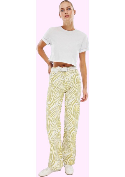 Yazlık Kadın Pantolon Yüksek Bel Geniş Paça Pamuk Çok Animal Desen Yaz Aylarının Vazgeçilmezi fiyatları