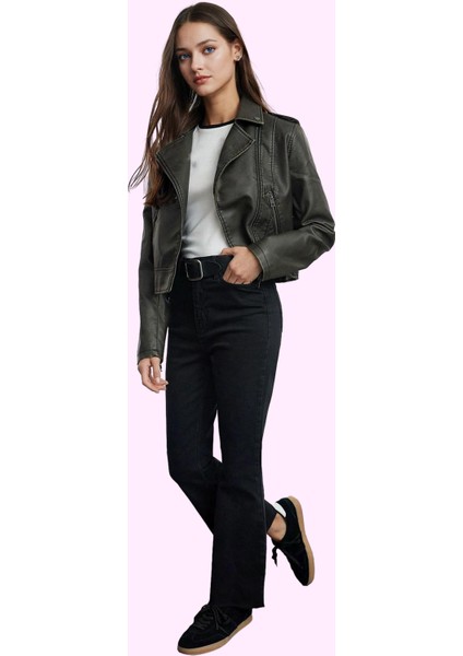 Kadın Basic Denim Flare Jean Yüksek Bel Renk Casual Günlük Kullanım Özel Günler