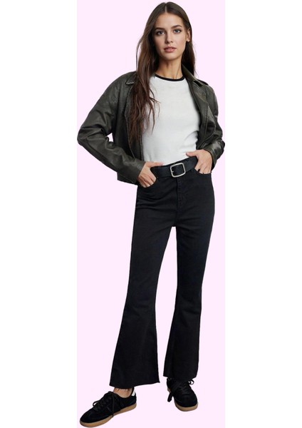 Kadın Basic Denim Flare Jean Yüksek Bel Renk Casual Günlük Kullanım Özel Günler fiyatları