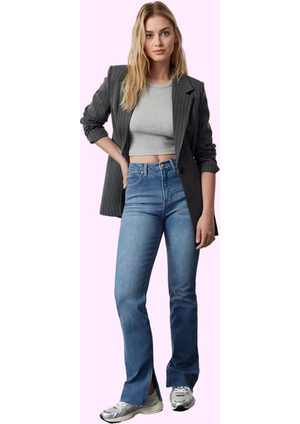 Kadın Care Koleksiyonu Yüksek Bel Denim Flare Jean Pamuk Günlük Kullanım Dayanıklı Malzeme fiyatları