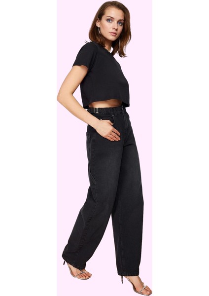 Kadın Denim Baggy Jean Pantolon Yüksek Bel Casual Tasarım Günlük Kullanım Kaliteli Malzeme