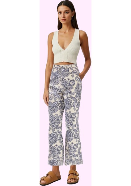 Kadın Normal Bel Geniş Paça Denim Pantolon Pamuk Tüm Sezonlar Için Yaz Aylarının Vazgeçilmezi fiyatları