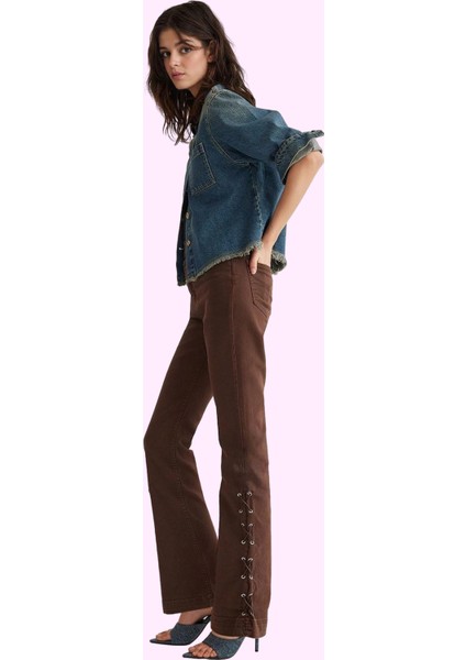 Kadın Pamuk Denim Ispanyol Paça Uzun Boy Yüksek Belli Flare Jean Yaz Aylarının Vazgeçilmezi