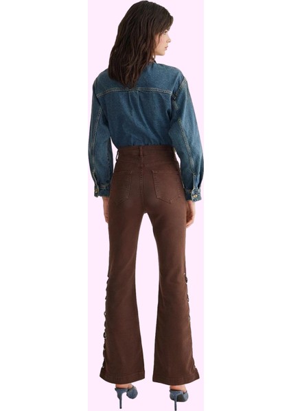 Kadın Pamuk Denim Ispanyol Paça Uzun Boy Yüksek Belli Flare Jean Yaz Aylarının Vazgeçilmezi modelleri