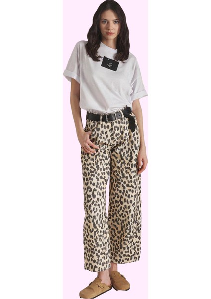 Kadın Normal Bel Denim Pantolon Çok Animal Desen Pamuk Günlük ve Özel Günler Için Hafta Sonu fiyatları