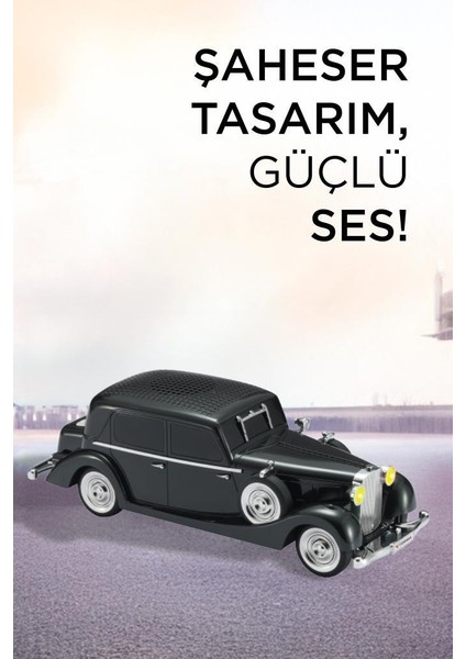 D55 Siyah Retro Araba Tasarımlı Bluetooth Hoparlör 2x5w Fm + Usb + Tf Kart fiyatları