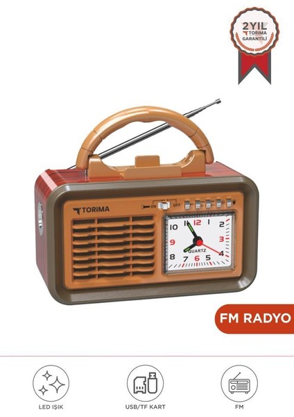 D60 Kırmızı Nostalji Radyo Kablosuz Bluetooth Hoparlör