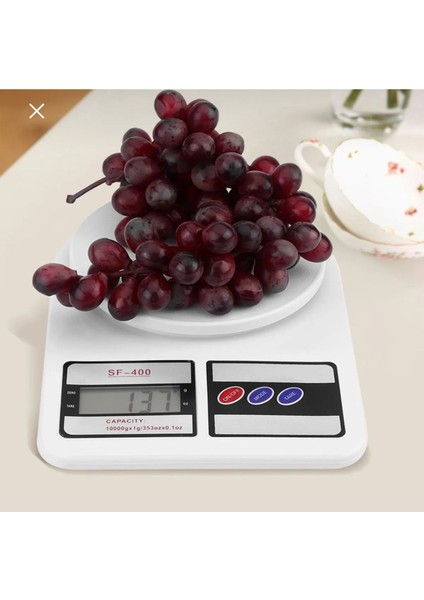 Dijital 10 kg Hassas Mutfak Tartısı, Pilli ve Beyaz Renkli