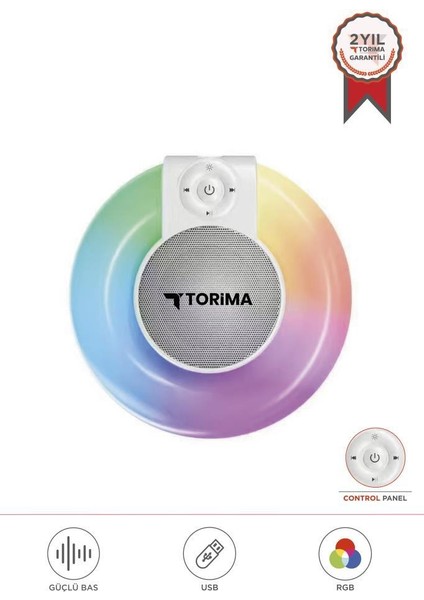 D65 Beyaz Rgb Işıklı Kablosuz Bluetooth Hoparlör