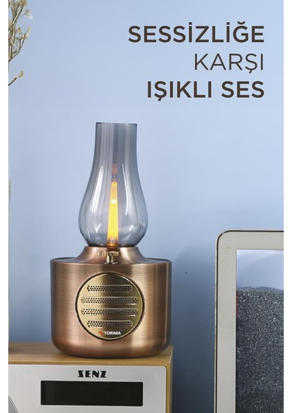 D53 Bakır Vintage Gaz Lambası Taşınabilir Bluetooth Speaker Ayarlanabilir Işıklı Usb Şarjlı fiyatları