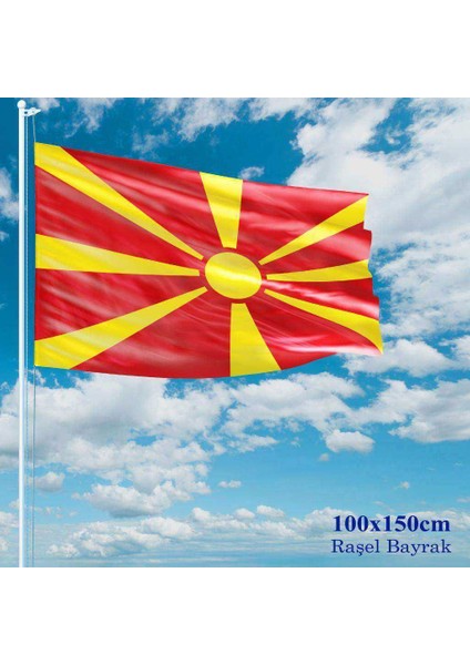 Makedonya Bayrağı - 100X150 cm (1 Metre x 1,5 Metre) - Raşel Kumaş