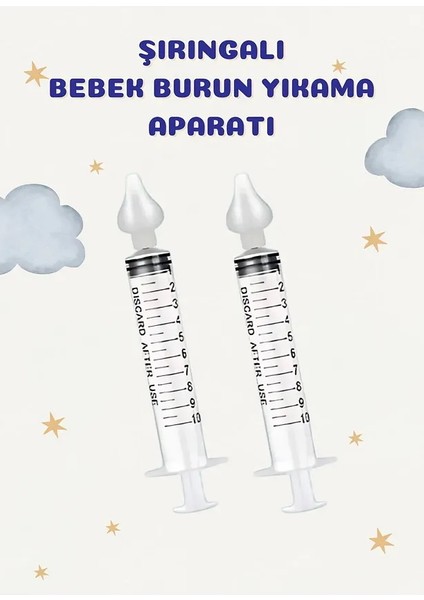 2'li Şırıngalı Bebek Burun Yıkama Kiti Enjektör ve Silikon Uç Nazal Temizleme Burun Aspiratörü