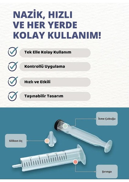 2'li Şırıngalı Bebek Burun Yıkama Kiti Enjektör ve Silikon Uç Nazal Temizleme Burun Aspiratörü indirimleri
