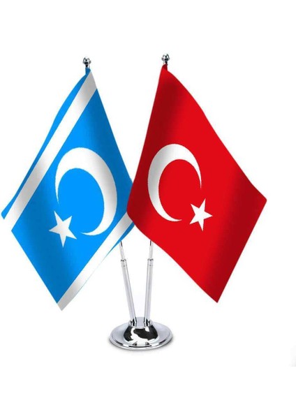 Irak Türkmenleri - Türkiye - Saten Masa Bayrağı