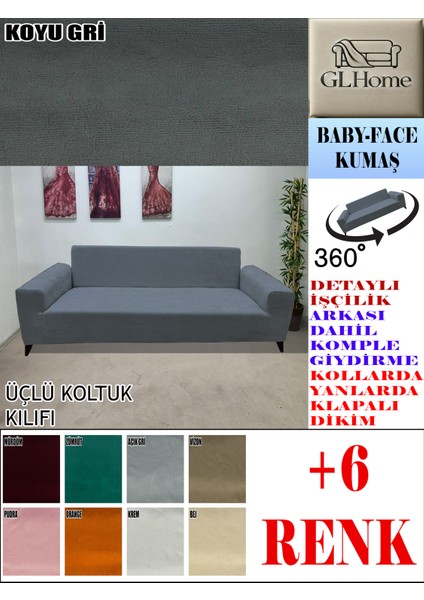 Baby Face Kumaş 3 Lü Komple Giydirme Kanepe & Çekyat, Bohem, Porto, Vb. Model Koltuk Kılıfı