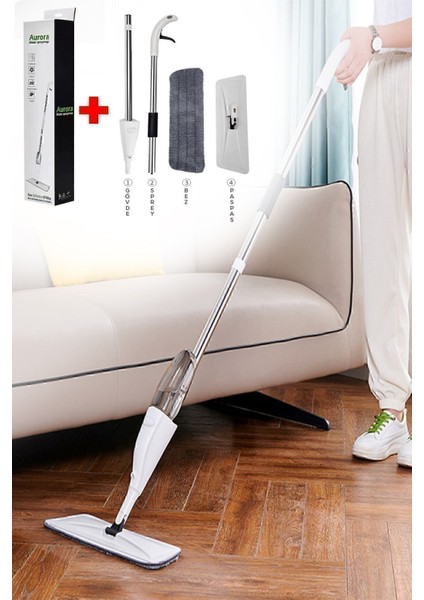 Su Hazneli Püskürtmeli Mop Beyaz - Profesyonel Temizlik Aracı