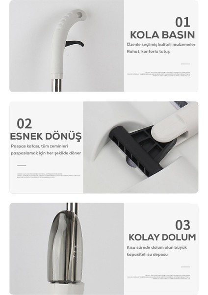 Su Hazneli Püskürtmeli Mop Beyaz - Profesyonel Temizlik Aracı modelleri