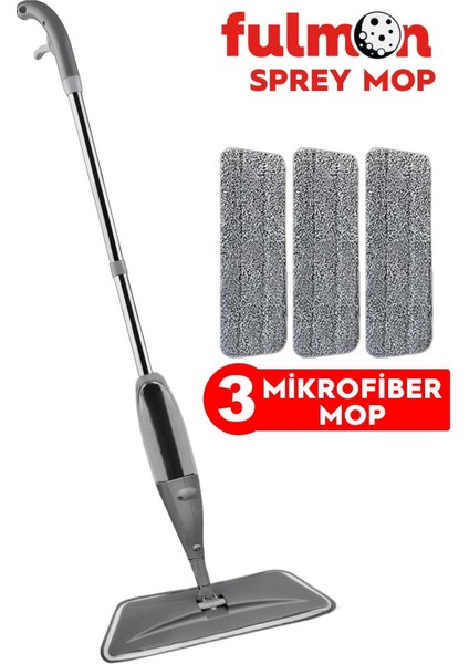 Gri Mikrofiber Sprey Mop Seti, Pratik ve Temizliğe Uygun Çok Amaçlı Temizlik Seti