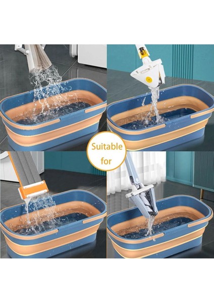 Lacivert Katlanabilir Temizlik Kovası, Kendinden Sıkmalı ve Mandallı Mop Uyumlu modelleri