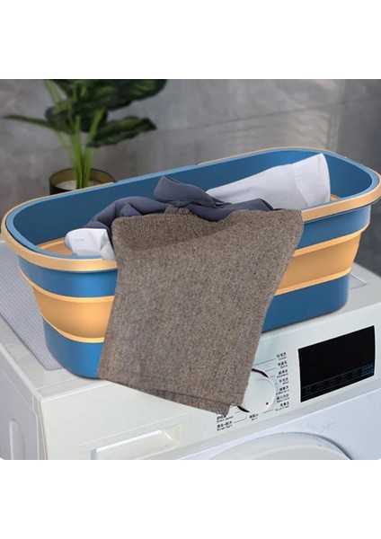 Lacivert Katlanabilir Temizlik Kovası, Kendinden Sıkmalı ve Mandallı Mop Uyumlu