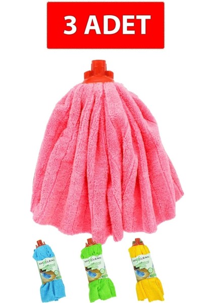 3'lü Mikrofiber Mop Başlığı 45X70, Renkli Yedek Paspas Ucu Seti