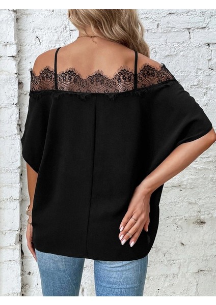 Kadın Askılı Dantel Janjan Krep Bluz modelleri