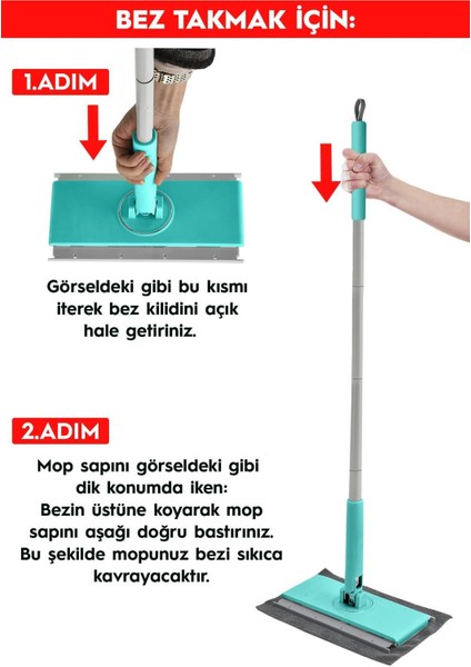 Otomatik Şıp Şak Mop, El Değmeden Tüm Bezlerle Uyumlu Temizlik Seti modelleri