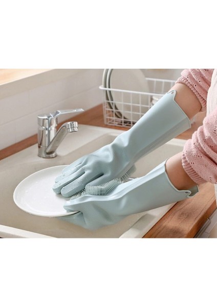 Çift Silikon Bulaşık ve Temizlik Eldiveni Assorti