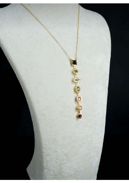 Renkli Zirkon Taşlı Y Kolye Çelik 316 L fiyatları