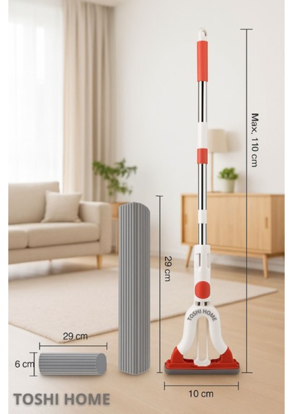 Portakal ve Beyaz Renkli Sıkan Mekanizmalı Sünger Paspas Mop, Pratik Temizlik Sağlar indirimleri