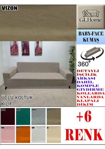 Baby Face Kumaş 3 Lü Komple Giydirme Kanepe & Çekyat, Bohem, Porto, Vb. Model Koltuk Kılıfı