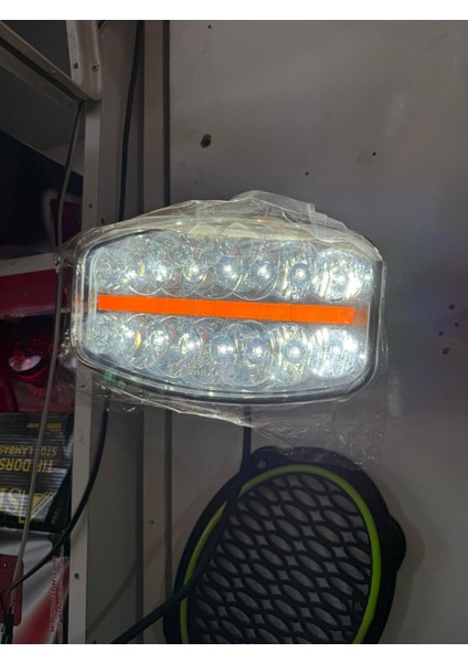 “12/24V Oval 14 Led’li Güçlü Sis Lambası – Sarı Angel Göz Ortası, Çakar Modlu Aydınlatma