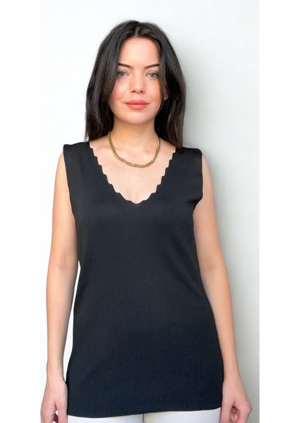 Kadın Kolsuz Bluz Salaş Günlük V Yaka Rahat Bluz fiyatları