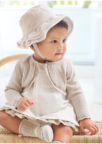 Kız Bebek Bej Örme Hırka 00318