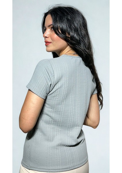 Kadın Kısa Kol Bluz Fitted Kalıp Yakalı Günlük Bluz fırsatları