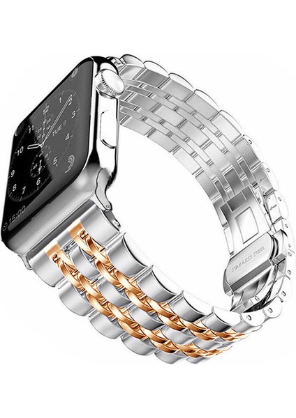 Watch Ultra 49MM Kordon Uyumlu Krd-14 Metal Strap Kayış Effx - Rose Gold