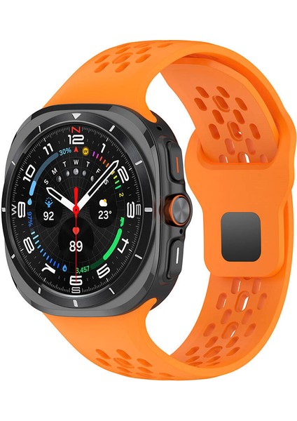 Galaxy Watch Ultra 47MM Effx KRD-119 Delikli Tasarım Silikon Kordon-Turuncu