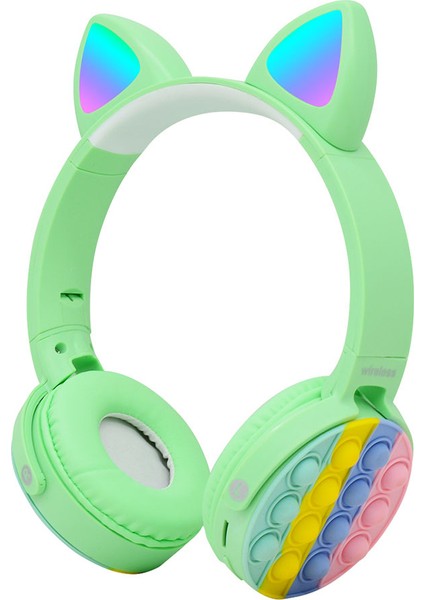 Effx CXT-950 Rgb LED Işıklı Kedi Kulağı Band Tasarımı Ayarlanabilir Katlanabilir Kulak Üstü Bluetoot