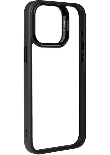 Apple iPhone 15 Pro Kılıf Kamera Lens Korumalı Standlı Effx Klon Lensli Kapak-Siyah fırsatları