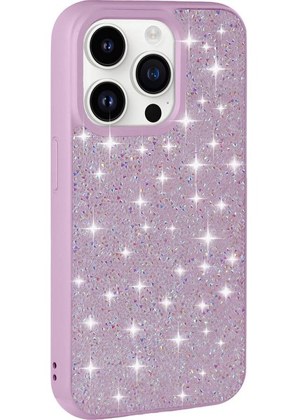 Apple iPhone 14 Pro Max Kılıf Parlak Taşlı Tasarım Effx Pırlanta Kapak-Lila