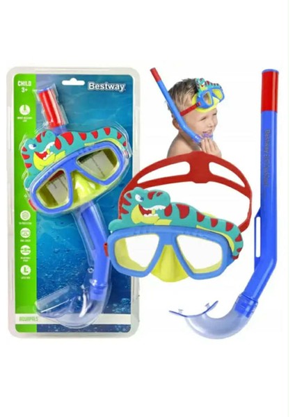 Çocuk Deniz Havuz Yüzücü Dalış Gözlüğü Şnorkel Set 3+ Yaş Su Sızdırmaz Uv Korumalı Geniş Görüş Açılı Figürlü