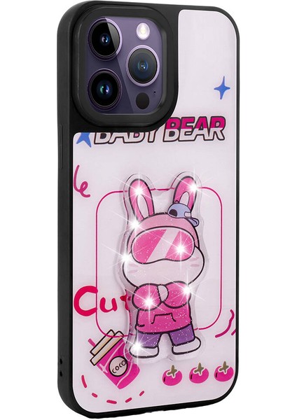 Apple iPhone 14 Pro Kılıf Parlayan Kabartmalı Ikonik Figürlü Effx Amas Silikon Kapak-Beyaz fırsatları