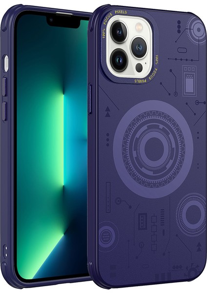 iPhone 12 Pro Max Uyumlu Effx Wireless Şarj Özellikli Desenli Hot Kapak-Derin Mor