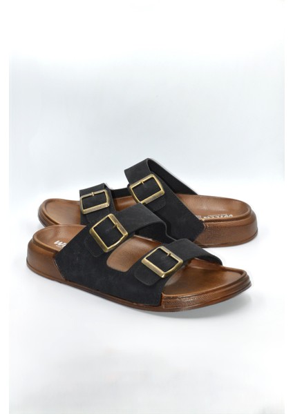 Erkek Siyah Çift Bantlı Anatomik Günlük Terlik indirimleri