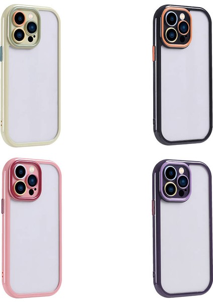 Apple iPhone 14 Pro Max Kılıf Kamera Korumalı Renkli Kenar ve Çerçeve Tasarımlı Effx Vitamin Kapak-Mürdüm modelleri