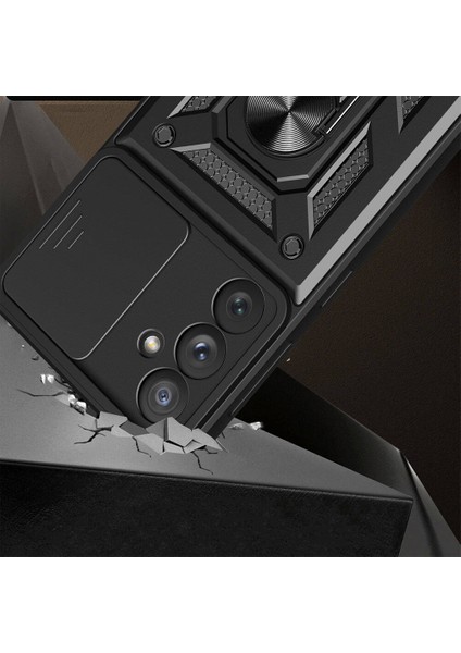 Galaxy A54 Kılıf Magnetik Standlı Kamera Korumalı Effx Sürgülü Vega Kapak-Siyah fiyatları