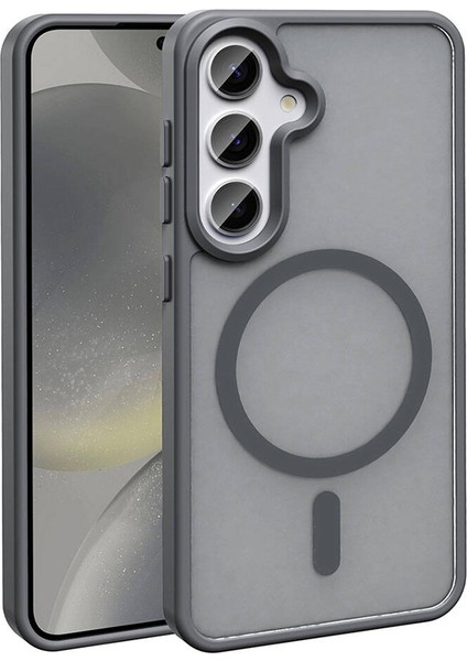 Galaxy S24 Plus Kılıf Magsafe Şarj Özellikli Mat Arka Yüzey Effx Sio Kapak-Gri