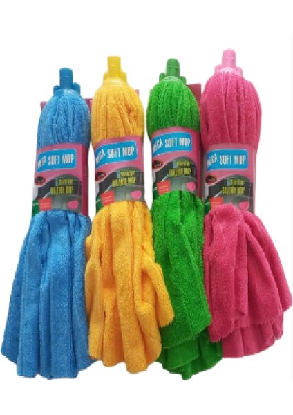 Yüksek Kaliteli Mikrofiber Havlu ve Yedek Uç, Mavi, Büyük Boy, Temizlik Seti